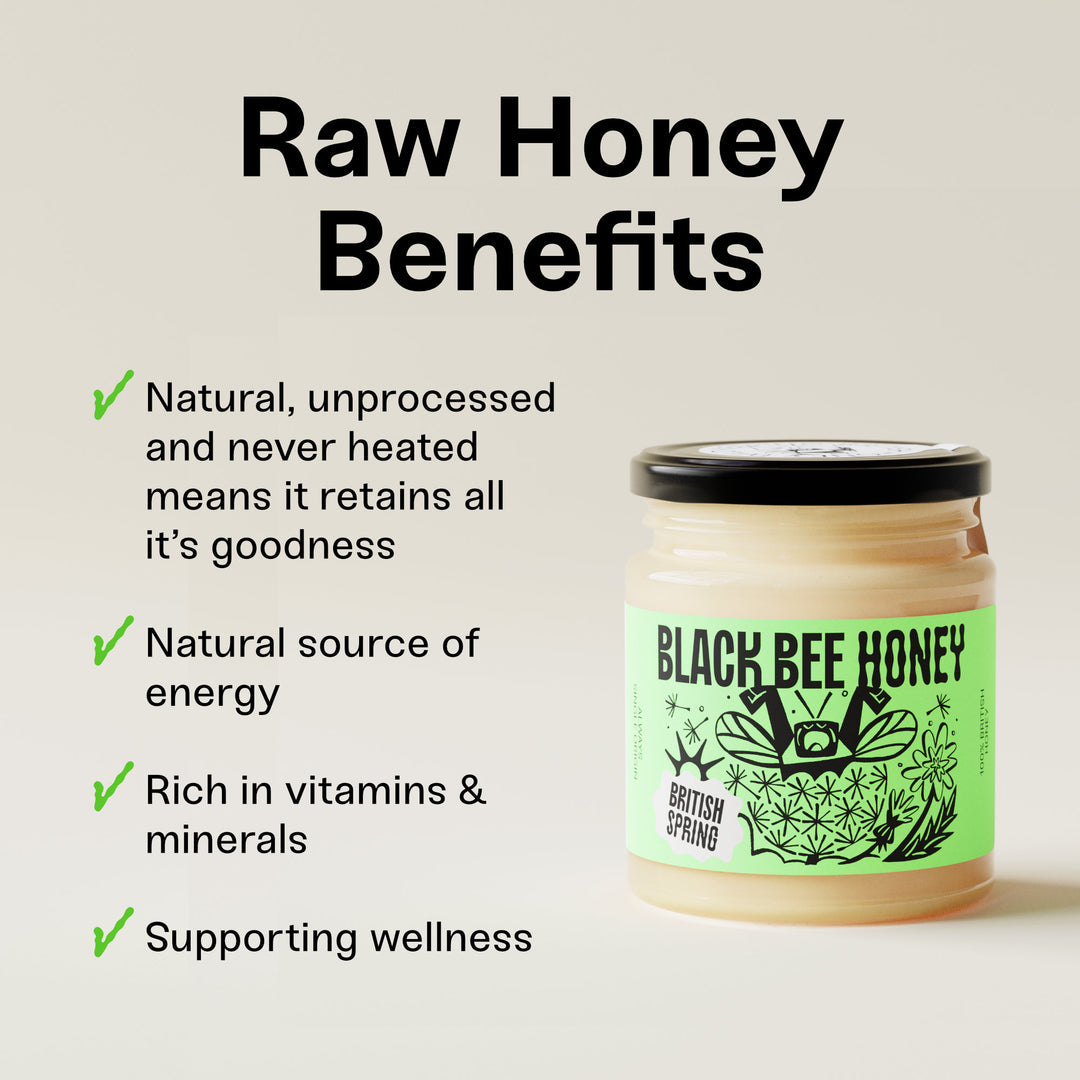 Black Bee Honey Raw British Set Spring Honey 227g