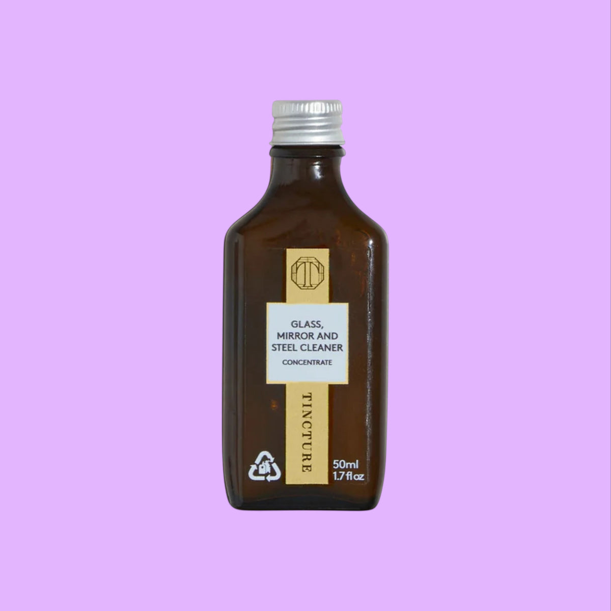 Tincture London 50ml glass bottle of natural glass, mirror, and steel cleaning concentrate refill