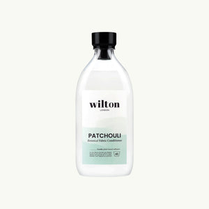 Wilton London Patchouli plant-based fabric conditioner in a 1.05L clear bottle with a black cap