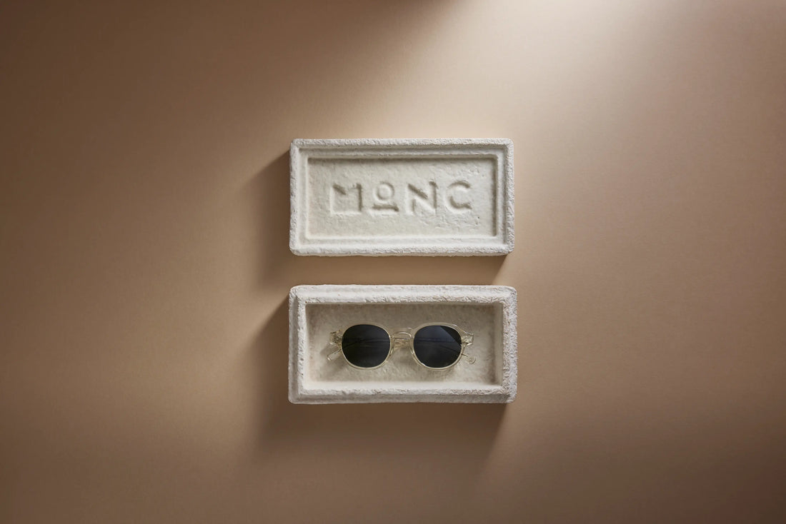 Image created by Monc sunglasses in MMC packaging made from mushrooms 