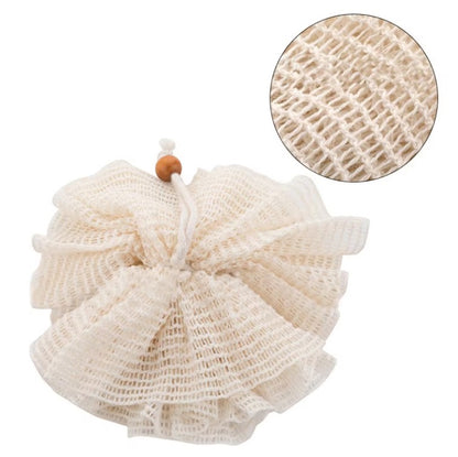 Re:gn Organic Cotton Shower Pouf, close-up detail shot.