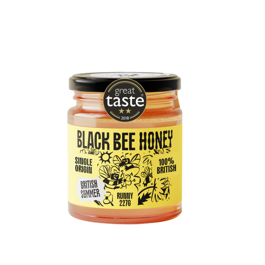 Black Bee Honey Raw British Runny Summer Honey 227g