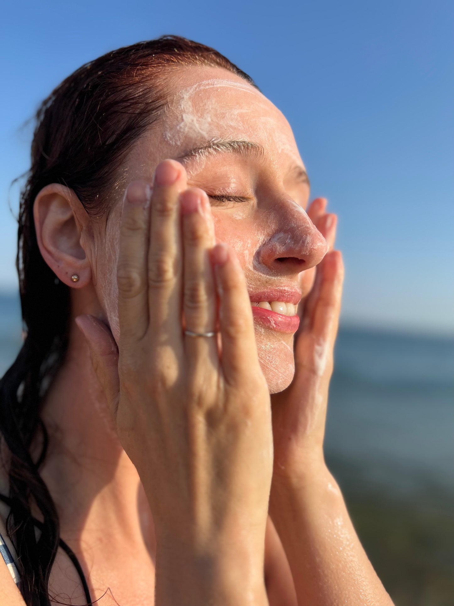 My Skin Feels Clean Fruity Foaming Face Wash 125ml, used to wash face at the beach.