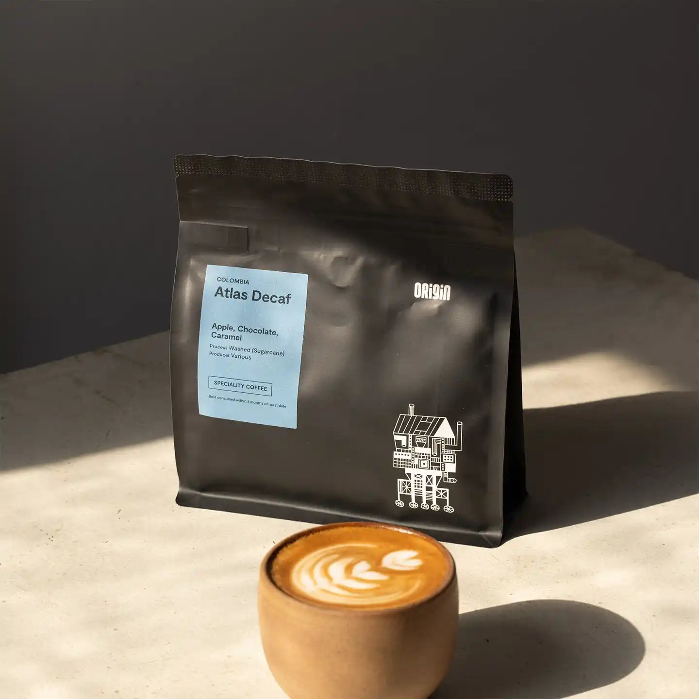 Origin Coffee Atlas Decaf Coffee (Espresso style, Whole Beans) 250g
