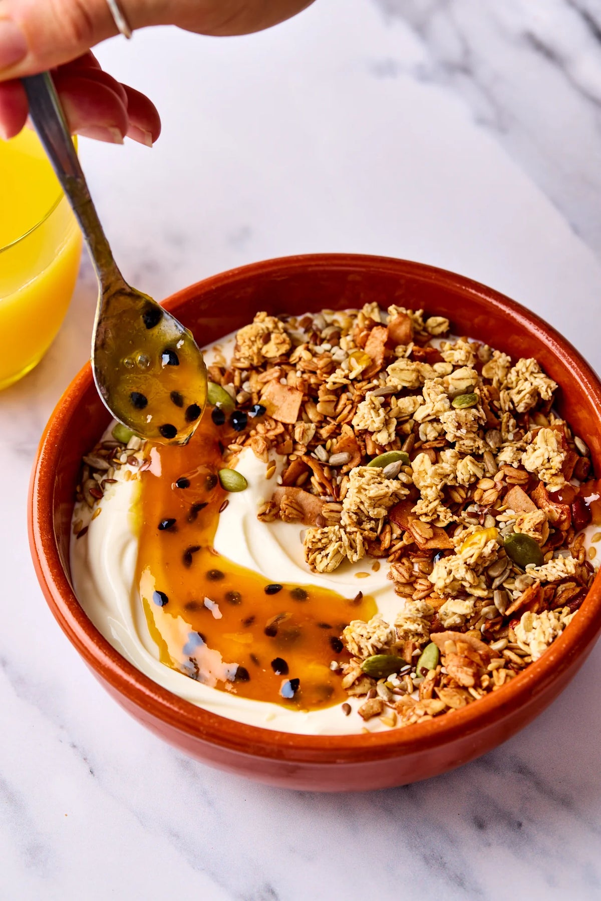 Single Variety Co Passionfruit Preserve 225g, yogurt granola.