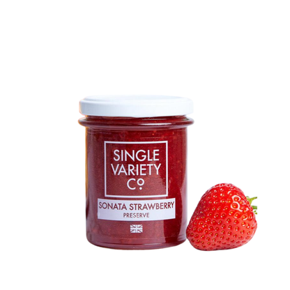 Single Variety Co Sonata Strawberry Preserve, shown from a different angle.