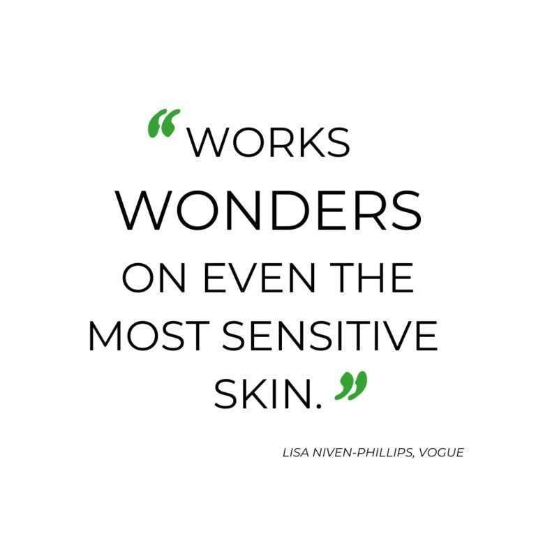 Votary Super Seed Facial Oil testimonial quote from Vogue about its effectiveness on sensitive skin