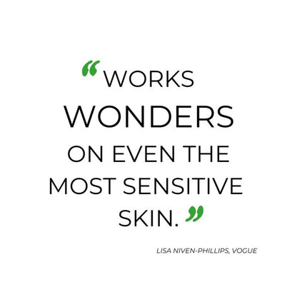 Votary Super Seed Facial Oil testimonial quote from Vogue about its effectiveness on sensitive skin