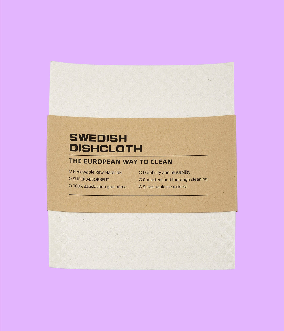 Re:gn compostable Swedish dish cloths in a pack of four with sustainable cellulose and cotton paper packaging
