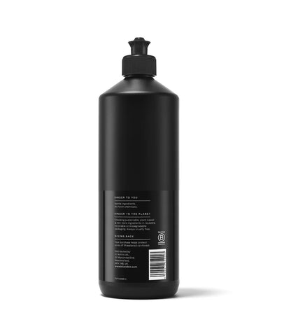 Kit & Kin plant-based toilet cleaner in a black bottle with a disc top cap, featuring eco-friendly labeling.