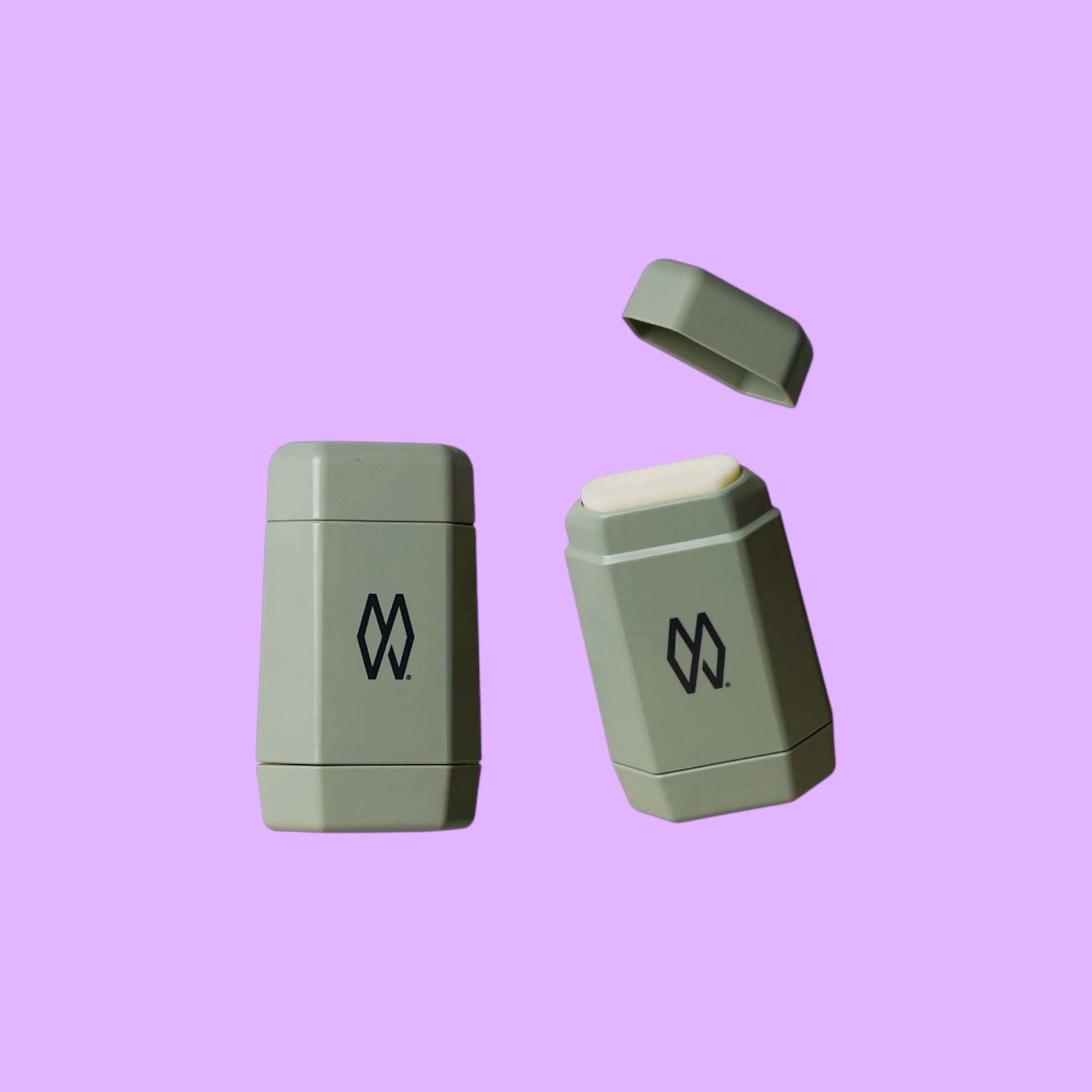 Make Waves refillable antiperspirant starter pack in sage green with Bergamot and Amber formula and sleek applicator (view 2).
