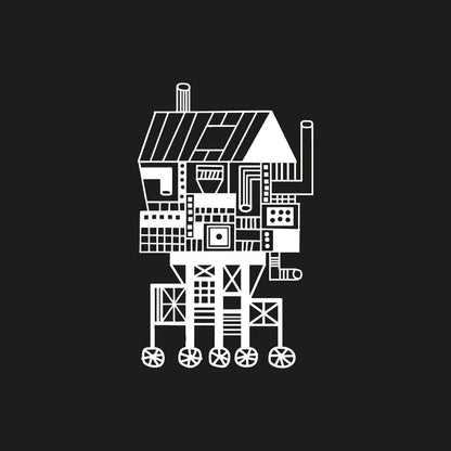 Origin Coffee Resolute Coffee logo featuring a white geometric house illustration on a black background