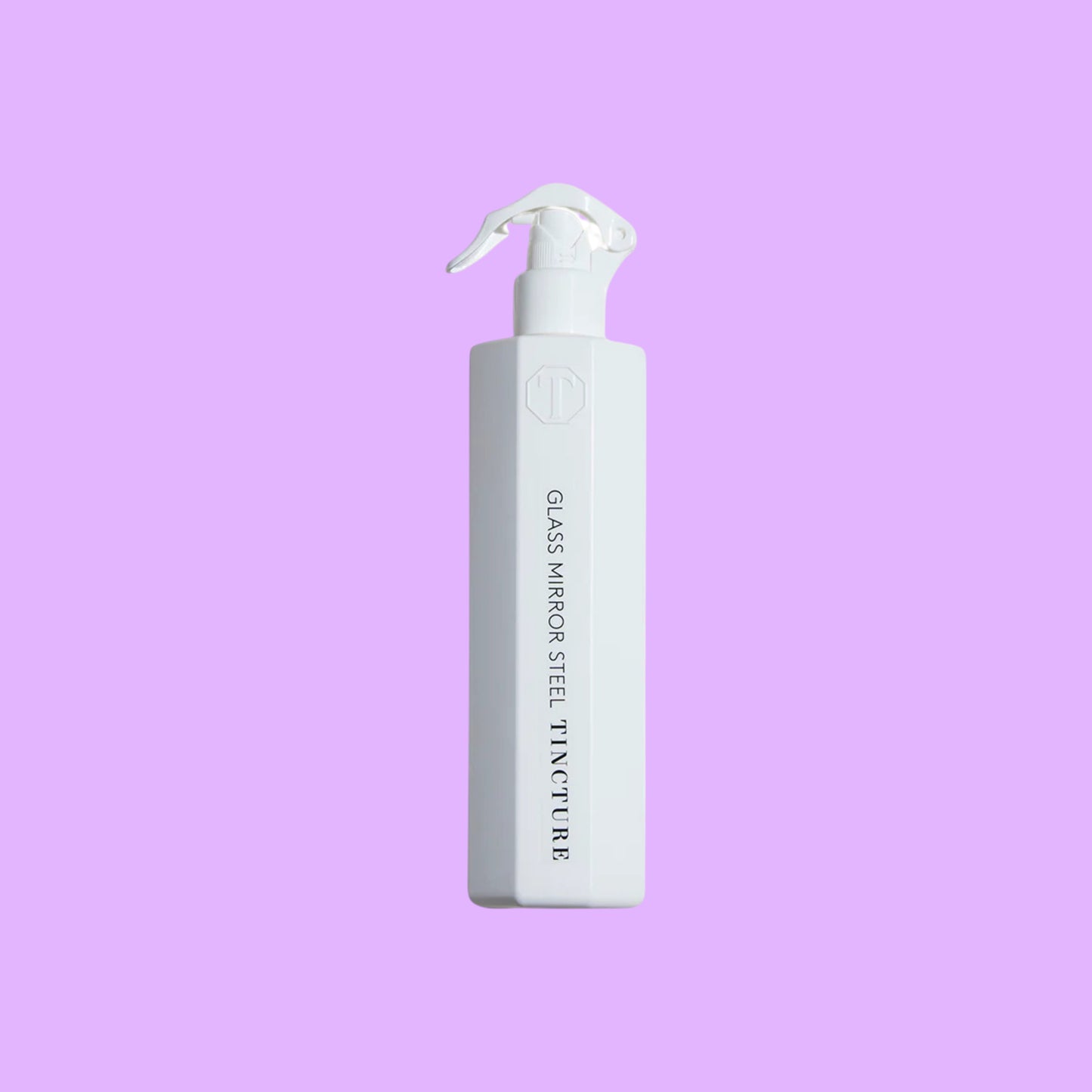 Tincture London antimicrobial white octagonal spray bottle for glass, mirror, and steel cleaning.