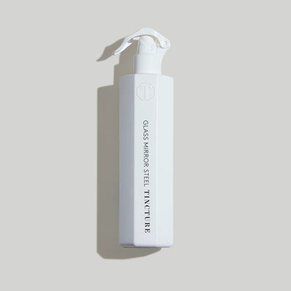 Tincture London antimicrobial white octagonal glass mirror and steel cleaner spray bottle with safety lock