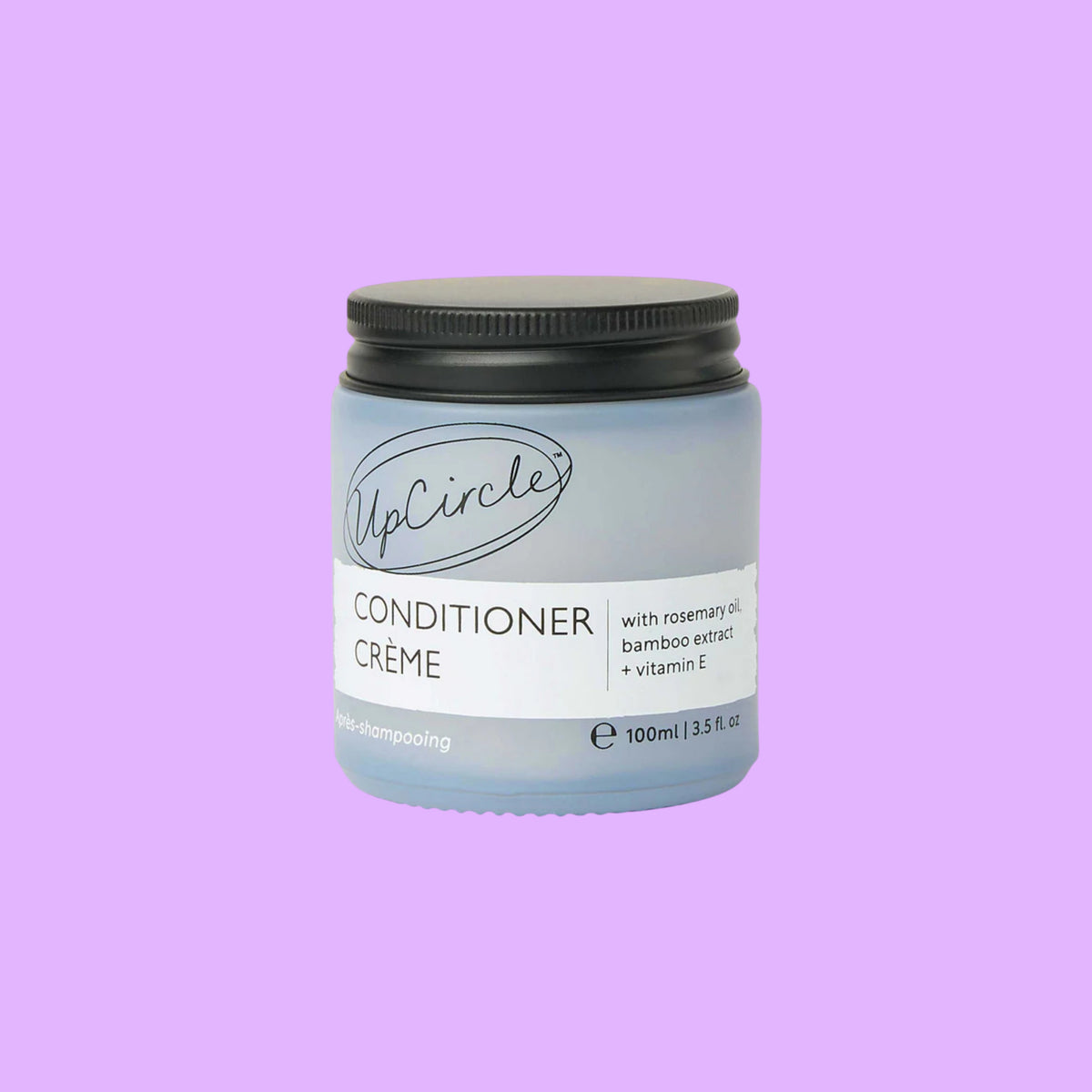 UpCircle natural hair conditioner crème in a frosted glass jar with rosemary oil and bamboo extract, creme.