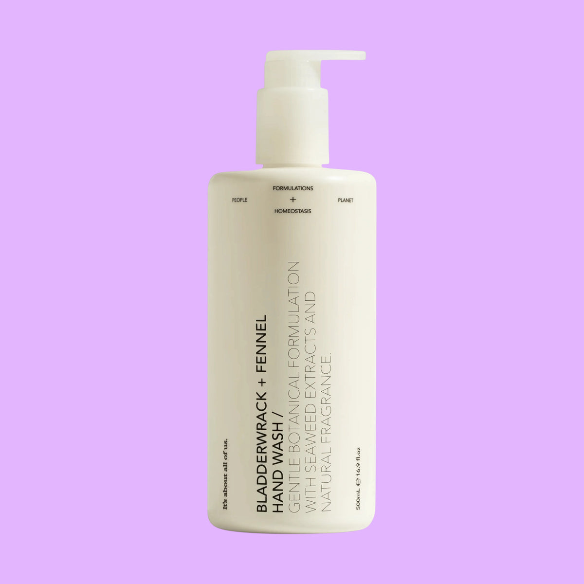 dulcie Bladderwrack and Fennel hand wash in a minimalist off-white pump bottle with clean typography.