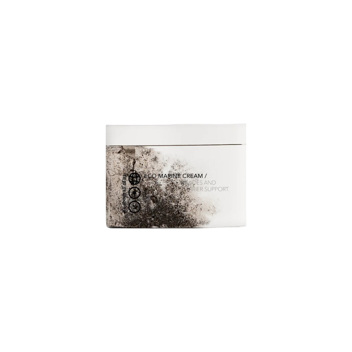 dulcie Eco Marine Cream in a sustainable white bio-based jar with textured marine-inspired graphic design