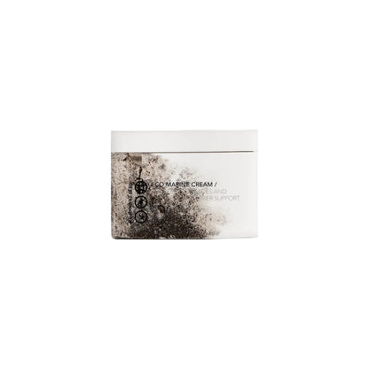 dulcie Eco Marine Cream in a sustainable white bio-based jar with textured marine-inspired graphic design