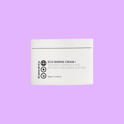 dulcie Eco Marine Cream in a sustainable white bio-based jar with black minimalist typography on a light background.