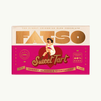 Fatso Sweet Tart Dark Chocolate Bar 150g, chunky.
