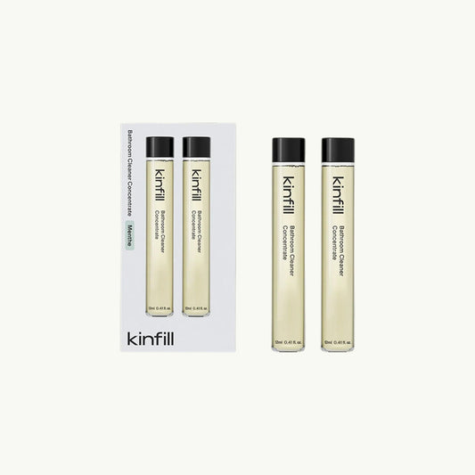 Kinfill bathroom cleaner refill vials in Menthe scent, concentrated biodegradable solution for glass and tile