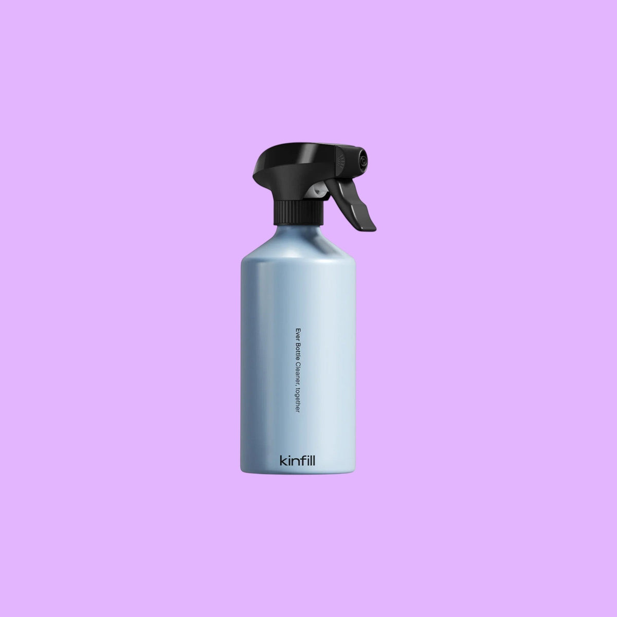kinfill light blue refillable spray bottle with a black trigger nozzle for household cleaning