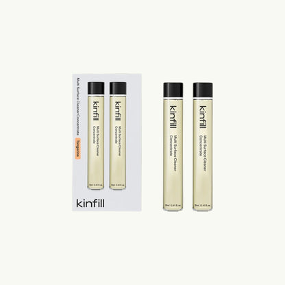 Kinfill multi surface cleaner refill vials in tangerine scent with concentrated biodegradable solution