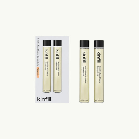 Kinfill multi surface cleaner refill vials in tangerine scent with concentrated biodegradable solution