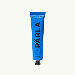 Pärla Enamel Protect toothpaste in a blue tube with fluoride and xylitol for fresh mint enamel care