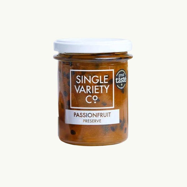 Single Variety Co Passionfruit Preserve 225g, front of the pack.
