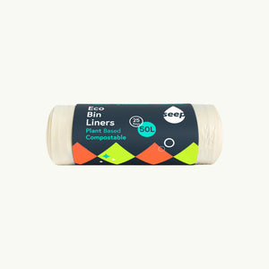 Seep Compostable Bin 50L Liners, eco biodegradable roll pack.