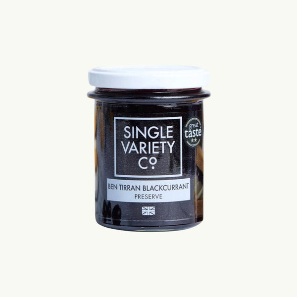 Single Variety Co Ben Tirran Blackcurrant Preserve, front of the pack.