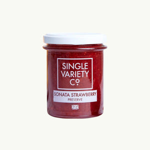 Single Variety Co Sonata Strawberry Preserve, front of the pack.