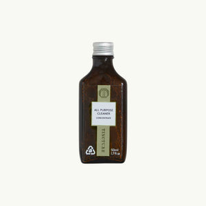 Tincture London 50ml all purpose cleaning concentrate refill in a small amber glass bottle with silver cap