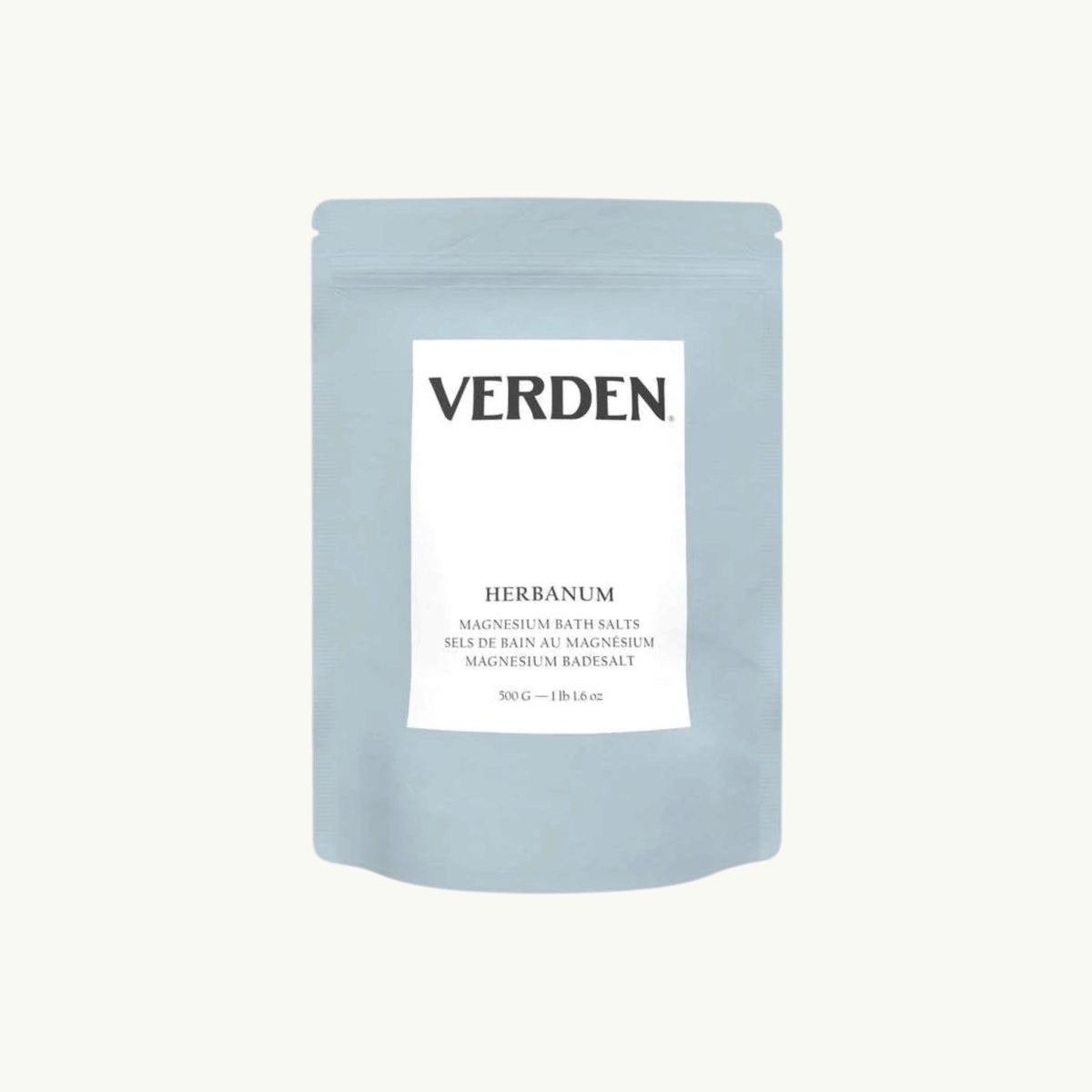 Verden Herbanum Bath Salts 500g, front of the pack.