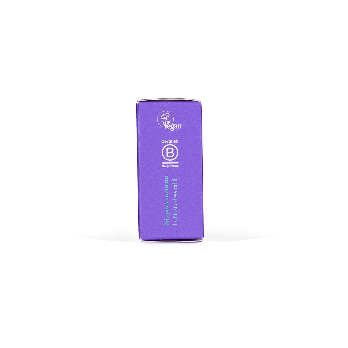 Wild coconut and vanilla deodorant refill in a purple compostable bamboo pulp casing